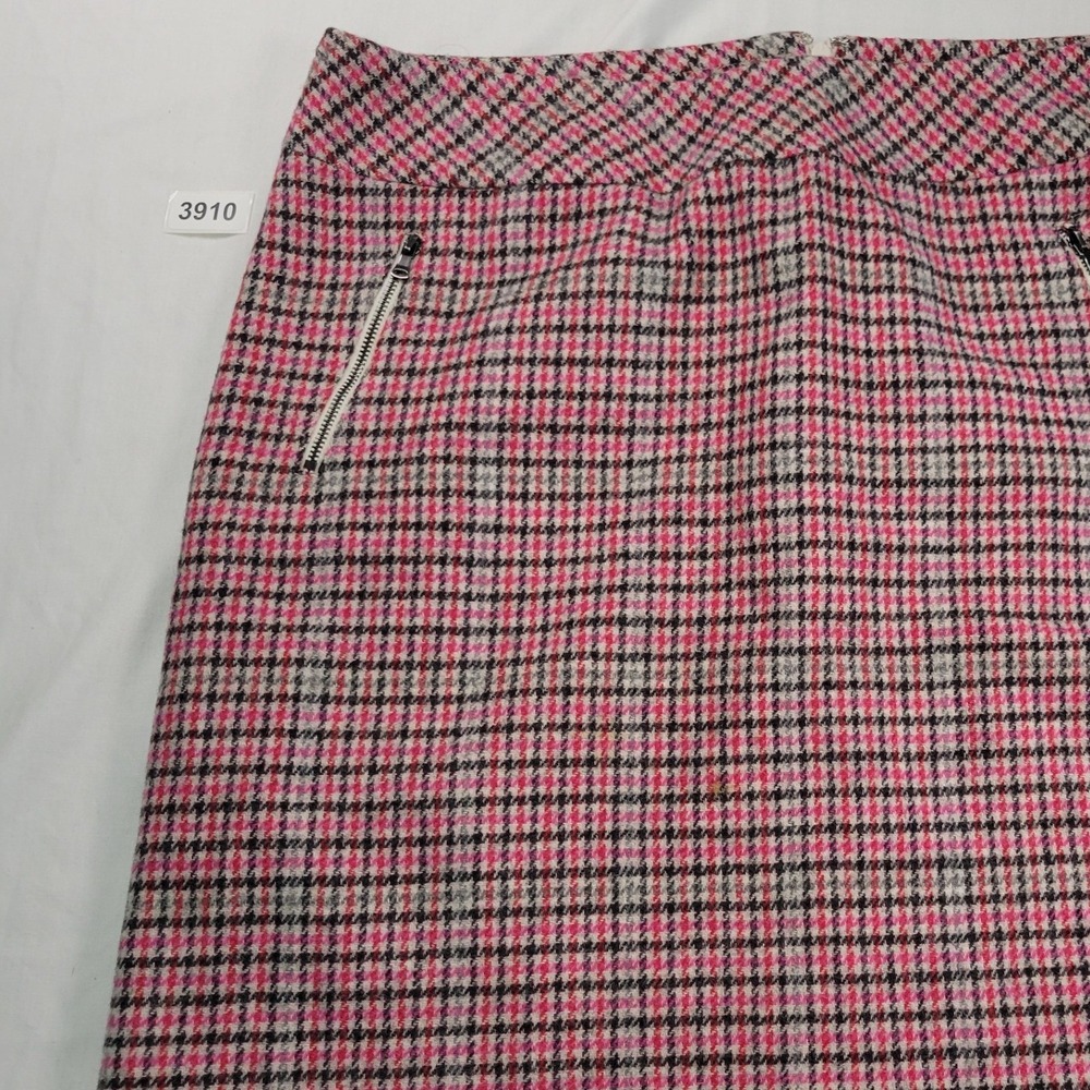 Talbots Pink Plaid Pencil Skirt Womens 12 Wool Blend Career Preppy Chic